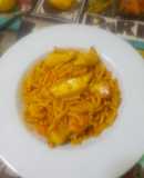Fideos con chocos y langostinos
