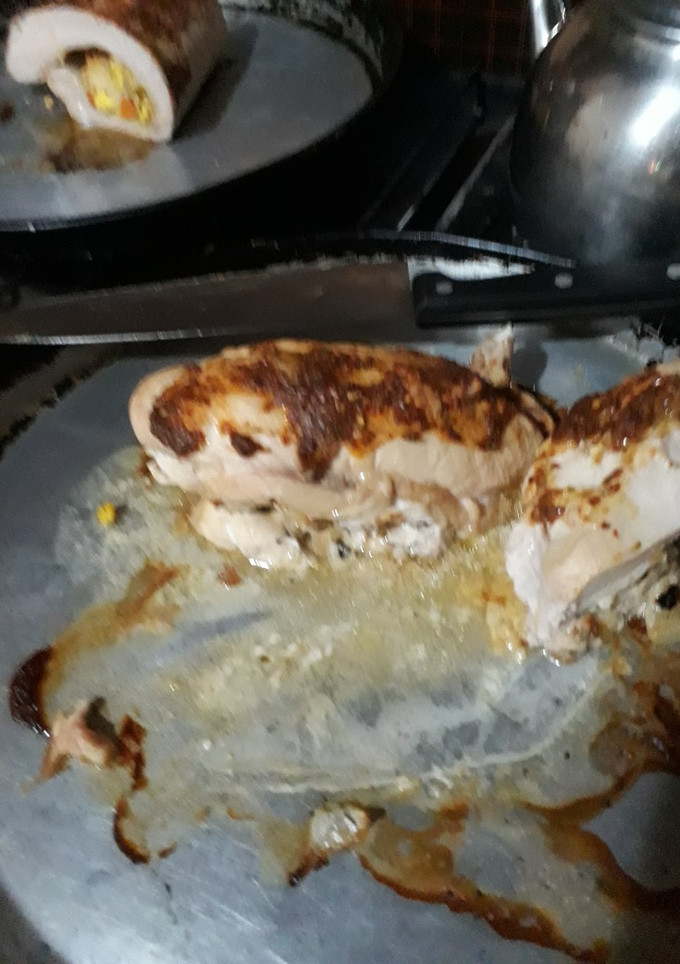Una foto de Pechuga rellena con cebolla aceitunas y queso blanco exquisitas