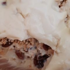 Vegan pecan and raisin overnight oats A picture of Vegan pecan and raisin overnight oats.