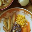 Bistik sapi with potato wedges