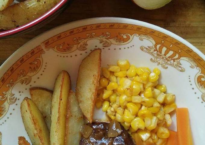 Cara Gampang Menyajikan Bistik sapi with potato wedges yang Lezat Sekali