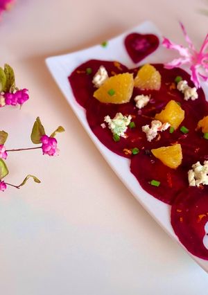 Une photo de Salade de betterave, roquefort et orange