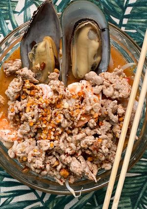 รูปของ ก๋วยเตี๋ยวบะหมี่ต้มยำทะเลคีโต