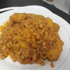 A picture of Porriage beans with ripe plantain.