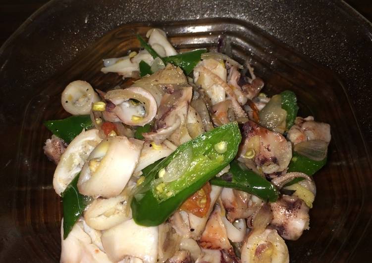 Cara Gampang memasak Tumis cumi asin cabe ijo day 20 yang praktis