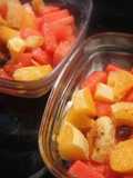 Naranja con sandía y miel