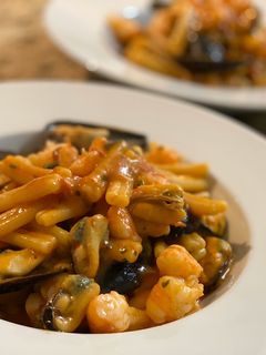 A picture of Seafood pasta.