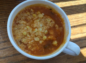 Una foto de Sopa de calabaza y ají