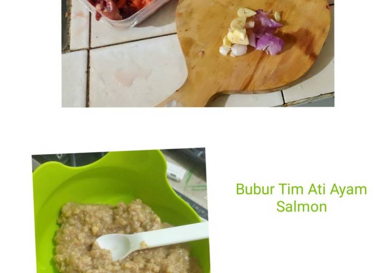 Masakan Populer Bubur Tim Ati Ayam Salmon Mantul Banget