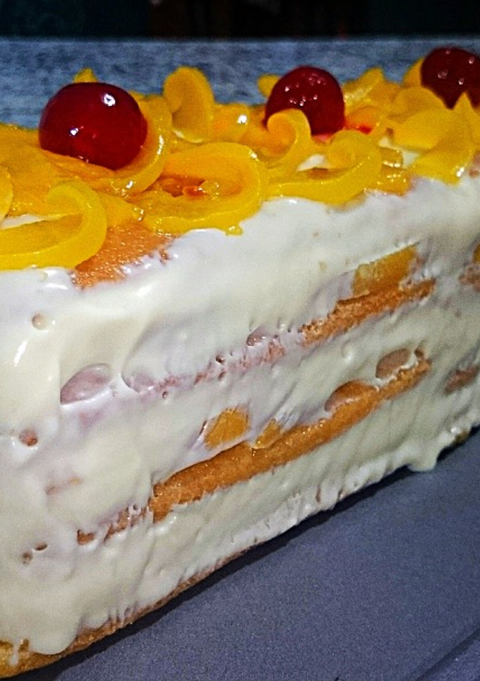 Una foto de Postre frío de duraznos