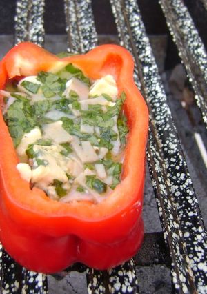 Una foto de Morrón relleno a la parrilla
