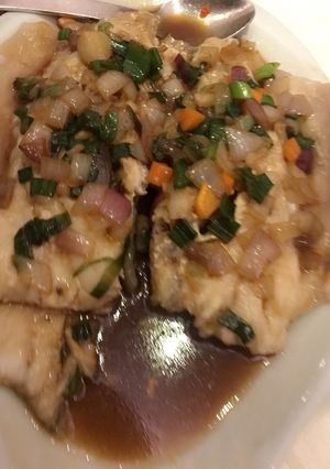 A picture of Steamed vegetable salmon.