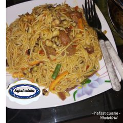 A picture of Beans and spaghetti jollof.