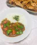 Piernitas al Horno y Vino tinto con Curry y Vegetales 🥕🥔🧅🍛🍷