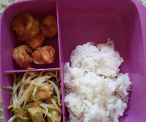 Resep mudah Tumis tauge,tahu dan udang saus tiram bekal anak sekolah Enak Sempurna