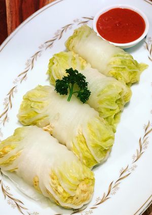 รูปของ ผักกาดม้วนไก่ทรงเครื่องนึ่ง