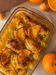 Una foto de Muslos de pollo a la naranja