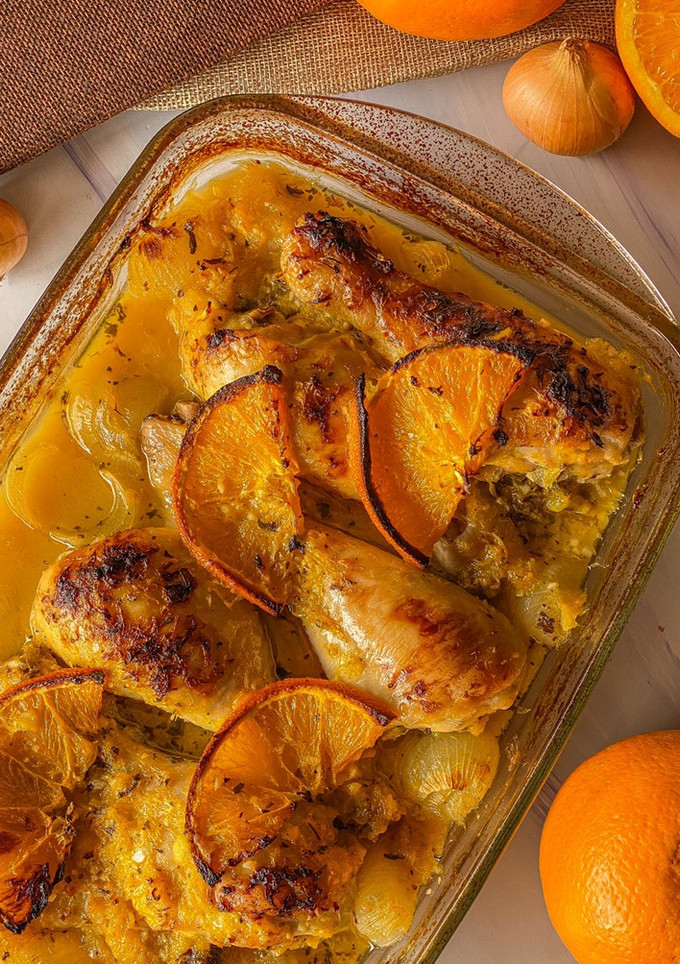 Una foto de Muslos de pollo a la naranja