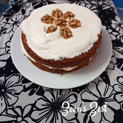 A picture of Carrot Jaggery Cake with Cream Cheese.