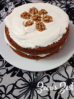 A picture of Carrot Jaggery Cake with Cream Cheese.
