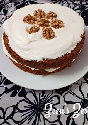 A picture of Carrot Jaggery Cake with Cream Cheese.