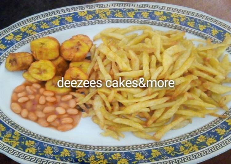 Irish/plantain with baked beans
