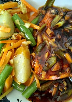 Foto resep Salmon Black Sweet