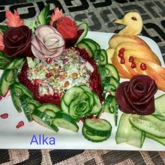 A picture of Healthy Sprouts salad with low fat paneer dressing.