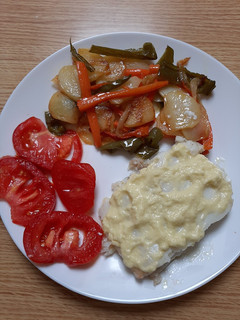 Una foto de Bacalao confitado en crockpot con falso pil-pil