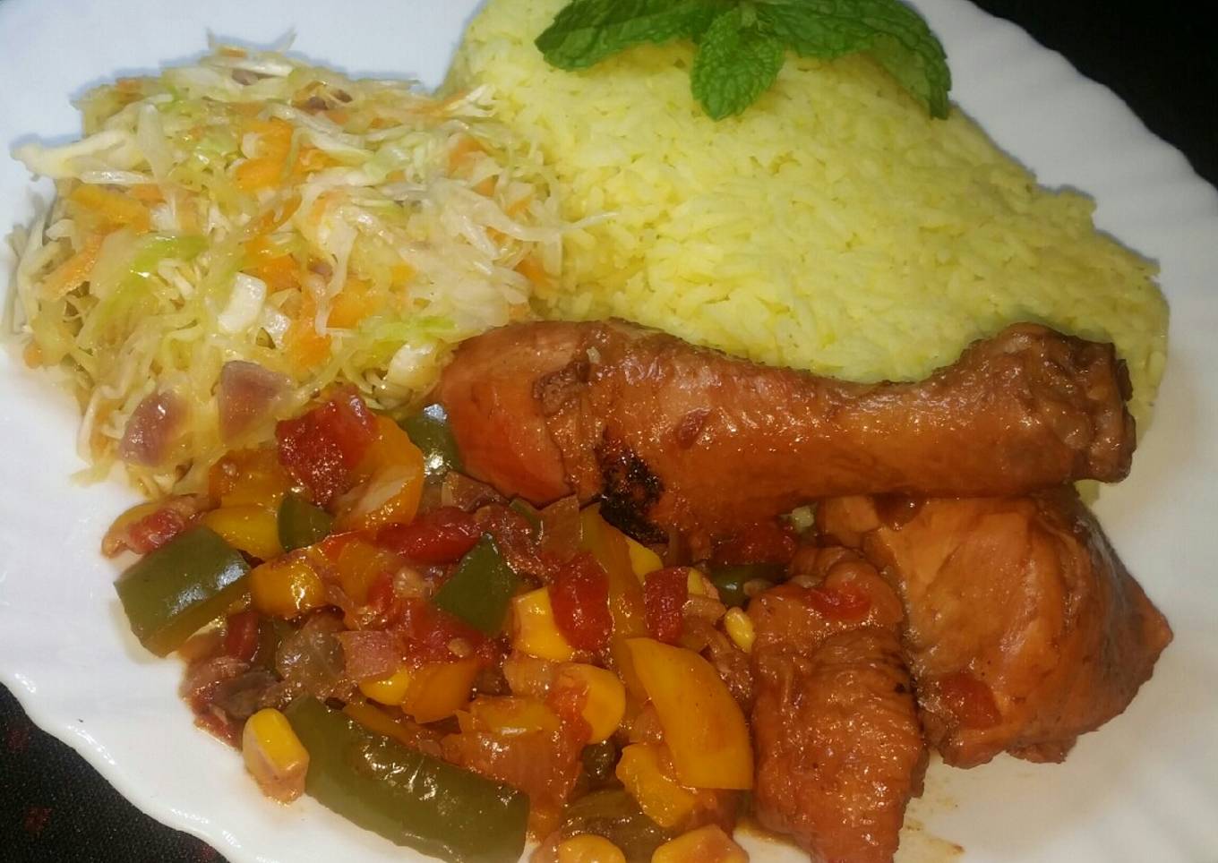 Mexican Sweet Corn & Chicken Combo with Rice n Steamed Cabbage