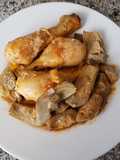 Muslitos de pollo con alcachofas