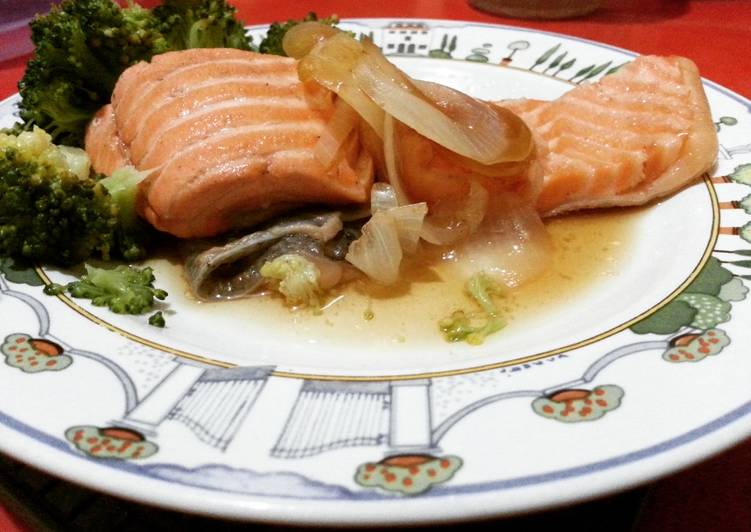 Bahan meracik Salmon kukus sederhana Lezat