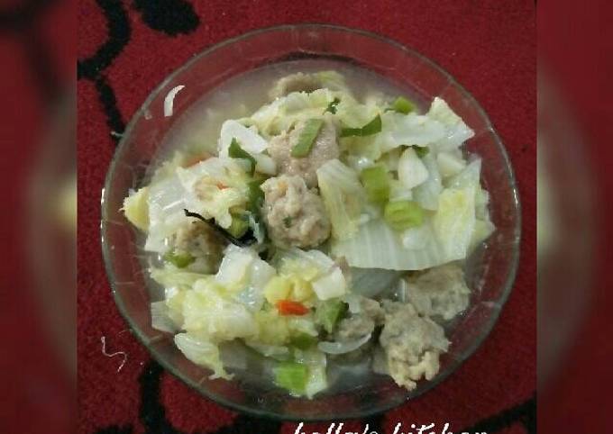 Sayur sawi putih masak bakso