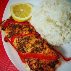 A picture of Grilled Salmon with honey mustard.