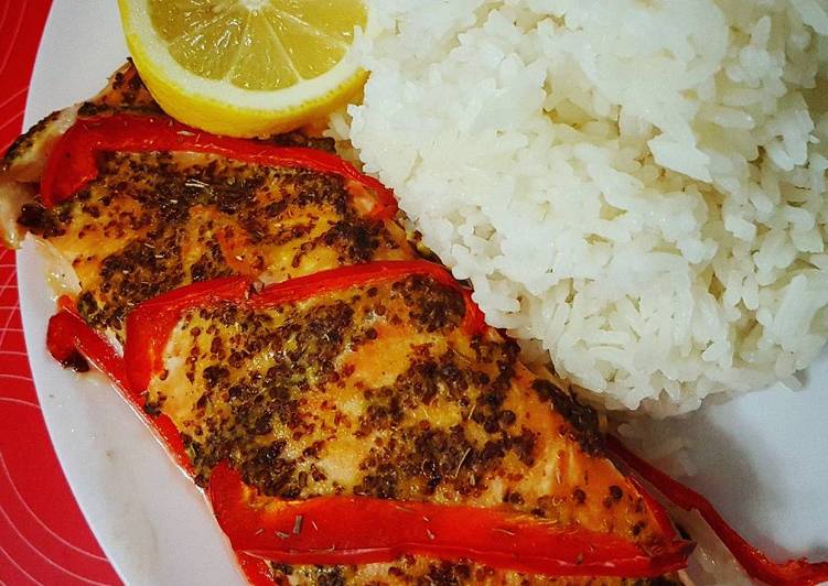 Easiest Way to Prepare Quick Grilled Salmon with honey mustard