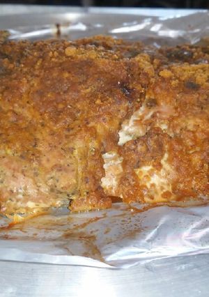 Una foto de Albacora horneada con pasta de maní
