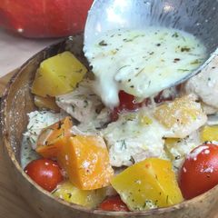 A picture of Pumpkin Recipe. Creamy Chicken with Pumpkin.
