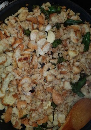 Foto principal de Migas de pan con pimientos de Padrón