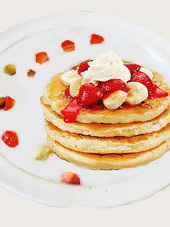 A picture of Strawberry banana nutty pancake.