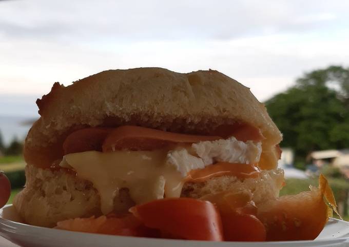 Pain au lait hot dog