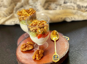 A picture of Spicy Walnuts on Greek Salad Parfait.