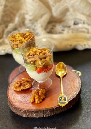 A picture of Spicy Walnuts on Greek Salad Parfait.