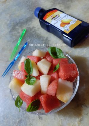 Une photo de Fraîcheur d'été au basilic et fleur d'oranger 🍉🍈🌱