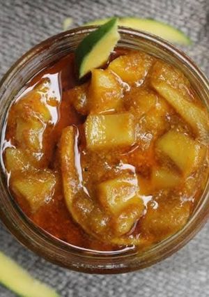 A picture of Raw mango sweet sour sabji.