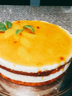 Una foto de Torta de naranja con mousse de naranja sin TACC para diabéticos