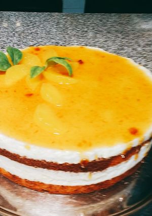 Una foto de Torta de naranja con mousse de naranja sin TACC para diabéticos