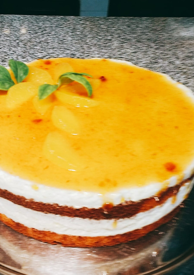 Una foto de Torta de naranja con mousse de naranja sin TACC para diabéticos