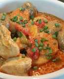 Pollo al curry rojo con verduras