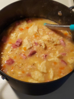 A picture of Debbie's Ham, Bean & Dumpling Soup.