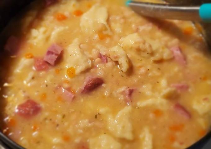 Steps to Prepare Super Quick Homemade Debbie&#39;s Ham, Bean &amp; Dumpling Soup